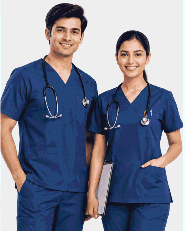 Premium Unisex Healthcare Scrub Set – Navy Blue